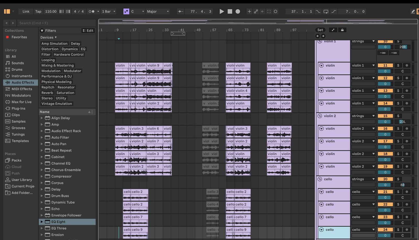 Ableton session for an orchestral piece